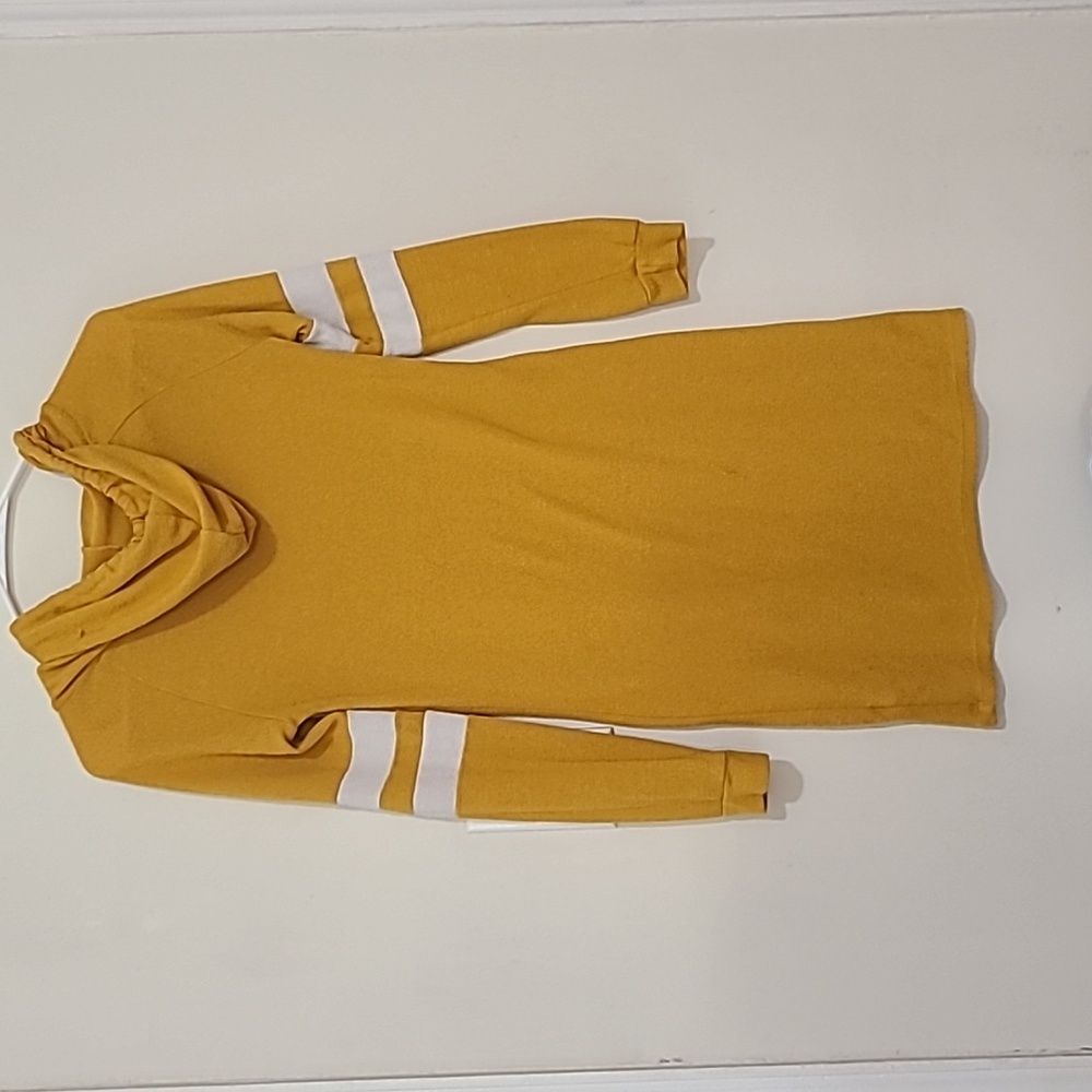 Mustard Long Sleeve Hoodie Dress - Picture 4 of 5